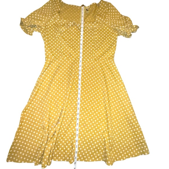 LARA Charming French Flirty Polka Dot Mustard Yellow Rockabilly 50’s Dress - Picture 5 of 11
